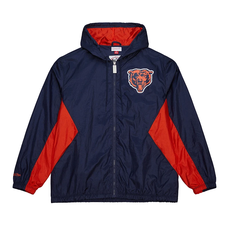 Men's Mitchell & Ness Navy Chicago Bears  Vintage Logo Playmaker Full-Zip Windbreaker Jacket