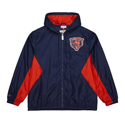 Men's Mitchell & Ness Navy Chicago Bears  Vintage Logo Playmaker Full-Zip Windbreaker Jacket