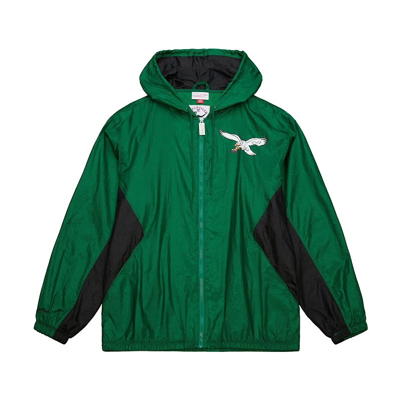 Men's Mitchell & Ness Kelly Green Philadelphia Eagles  Vintage Logo Playmaker Full-Zip Windbreaker Jacket