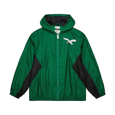 Men's Mitchell & Ness Kelly Green Philadelphia Eagles  Vintage Logo Playmaker Full-Zip Windbreaker Jacket