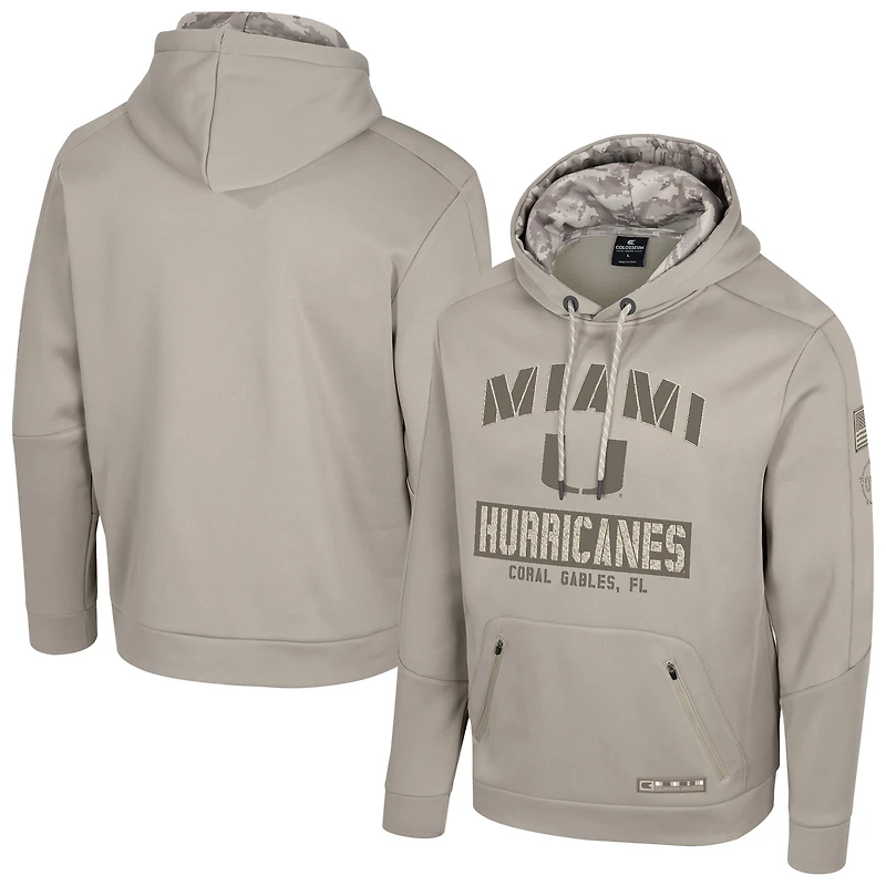 Men's Colosseum  Oatmeal Miami Hurricanes Operation Hat Trick Battalion Hoodie