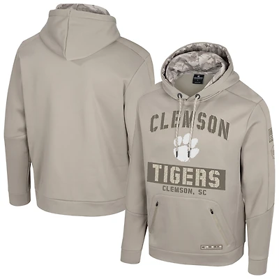 Men's Colosseum  Oatmeal Clemson Tigers Operation Hat Trick Battalion Hoodie
