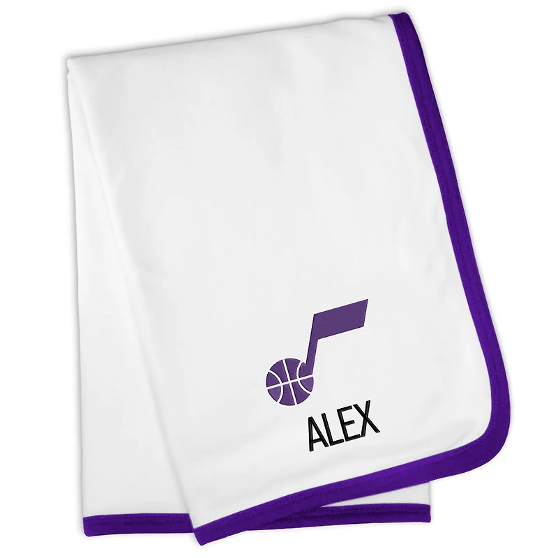 Chad & Jake  White Utah Jazz 30" x 36" Personalized Blanket