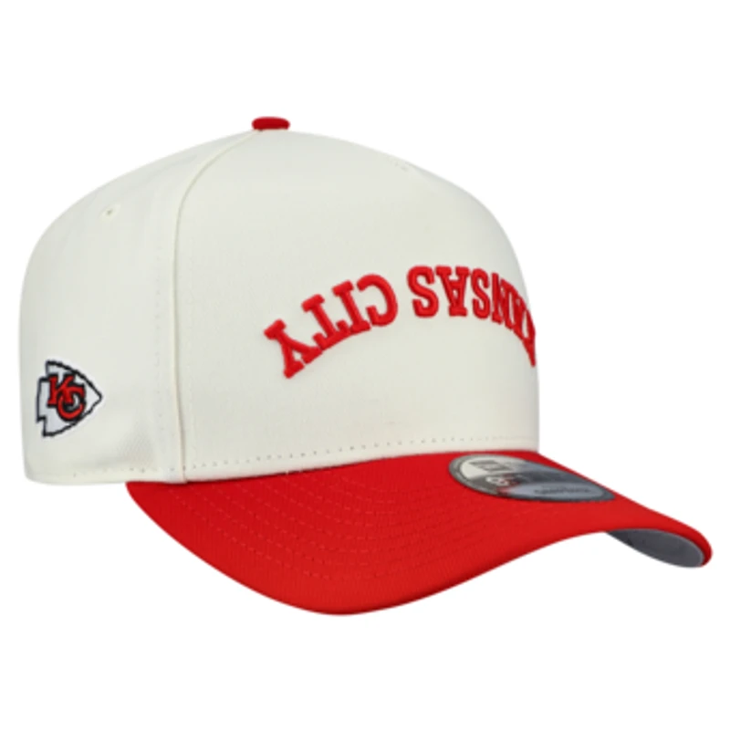 Men's New Era Cream Kansas City Chiefs Upside Down 9FIFTY A-Frame Snapback Hat