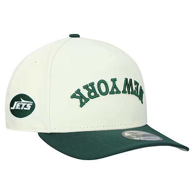 Men's New Era  Cream New York Jets Upside Down 9FIFTY A-Frame Snapback Hat