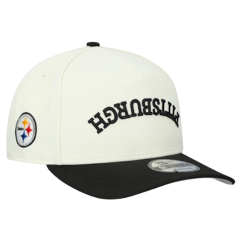 Men's New Era Cream Pittsburgh Steelers Upside Down 9FIFTY A-Frame Snapback Hat