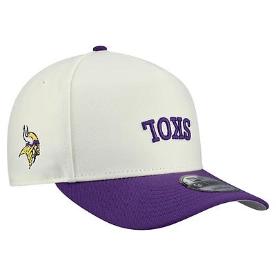 Men's New Era Cream Minnesota Vikings Upside Down 9FIFTY A-Frame Snapback Hat