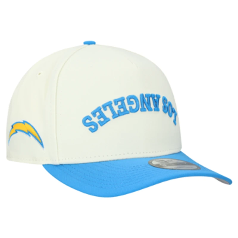 Men's New Era Cream Los Angeles Chargers Upside Down 9FIFTY A-Frame Snapback Hat