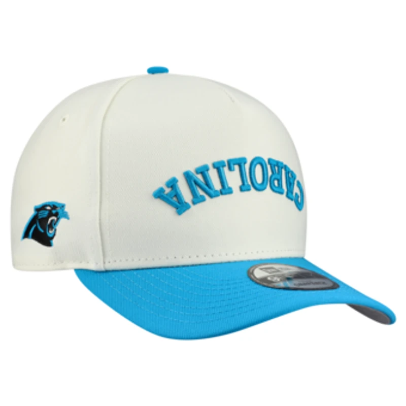 Men's New Era Cream Carolina Panthers Upside Down 9FIFTY A-Frame Snapback Hat