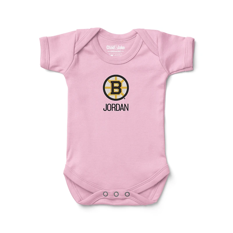 Newborn & Infant Chad Jake Light Boston Bruins Personalized Bodysuit