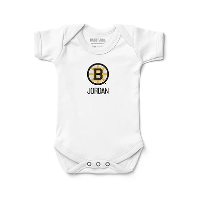 Newborn & Infant Chad Jake White Boston Bruins Personalized Bodysuit