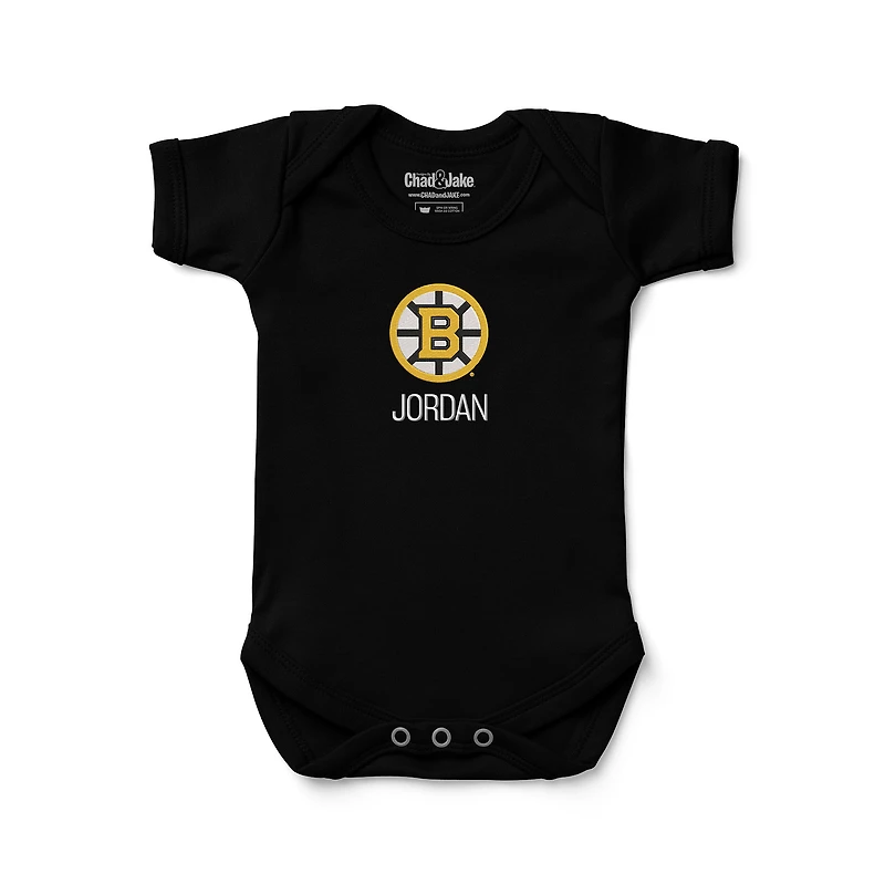 Newborn & Infant Chad Jake Black Boston Bruins Personalized Bodysuit