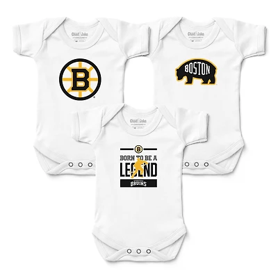 Newborn & Infant Chad Jake White Boston Bruins Three-Piece Bodysuit Set