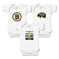 Newborn & Infant Chad Jake White Boston Bruins Three-Piece Bodysuit Set