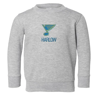 Toddler Chad & Jake Heather Gray St. Louis Blues Personalized Pullover Sweatshirt