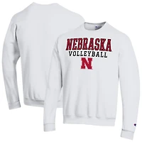 Men's Champion White Nebraska Huskers Volleyball Stack Powerblend Sweatshirt