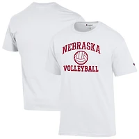Men's Champion White Nebraska Huskers Volleyball Icon T-Shirt