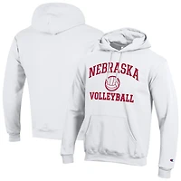 Men's Champion White Nebraska Huskers Volleyball Icon Powerblend Hoodie