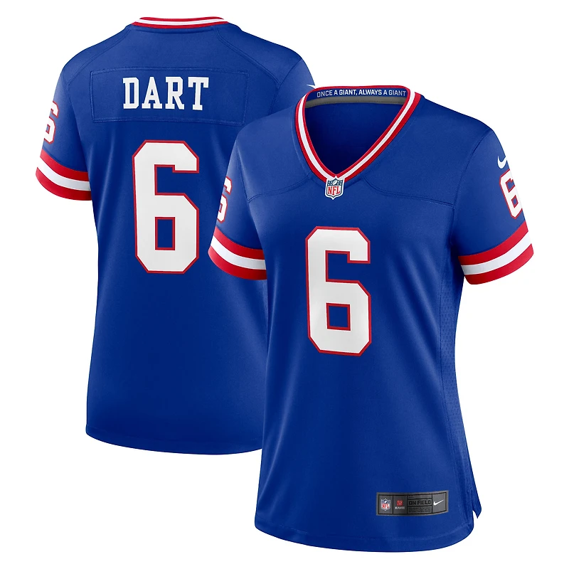 Women's Nike Jaxson Dart Royal New York Giants Alternate 2 Classic Game Jersey