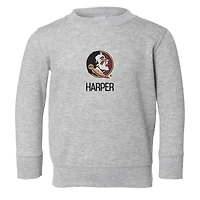 Toddler Chad & Jake Heather Gray Florida State Seminoles Personalized Crewneck Sweatshirt