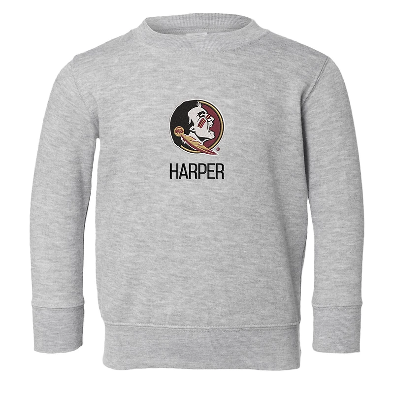 Toddler Chad & Jake Heather Gray Florida State Seminoles Personalized Crewneck Sweatshirt