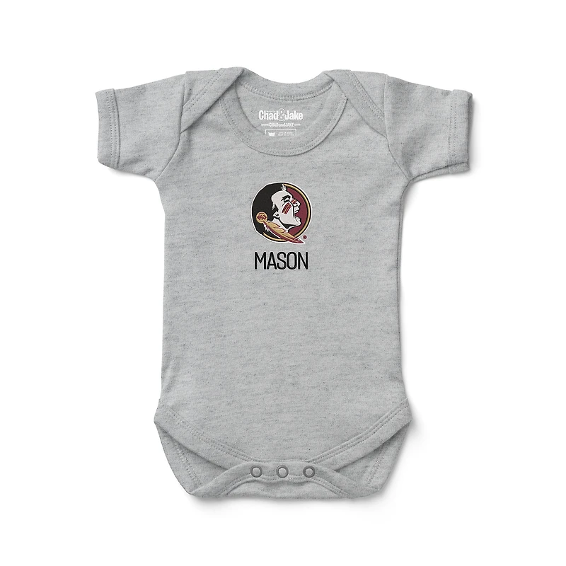 Unisex Infant Chad & Jake Heather Gray Florida State Seminoles Personalized Bodysuit