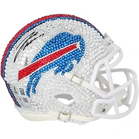 Josh Allen Buffalo Bills Autographed Swarovski Crystal Riddell Speed Mini Helmet - Art by Rock On Sports