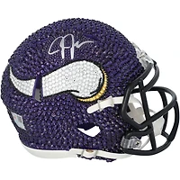 Justin Jefferson Minnesota Vikings Autographed Swarovski Crystal Riddell Speed Mini Helmet - Art by Rock On Sports