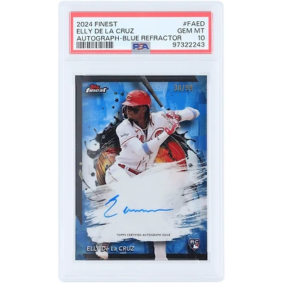 Elly De La Cruz Cincinnati Reds Autographed 2024 Topps Finest Blue Refractor #FA-ED #38/99 PSA Authenticated 10 Rookie Card