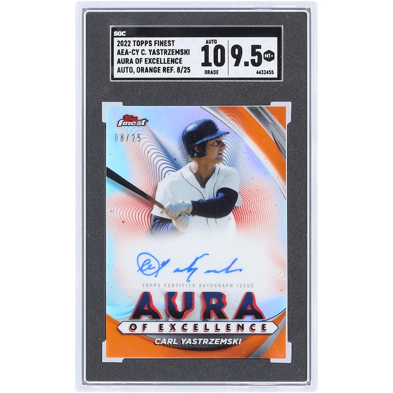 Carl Yastrzemski Boston Red Sox Autographed 2022 Topps Finest Orange Refractor Aura Of Excellence #AEA-CY #8/25 SGC Authenticated 9.5/10 Card