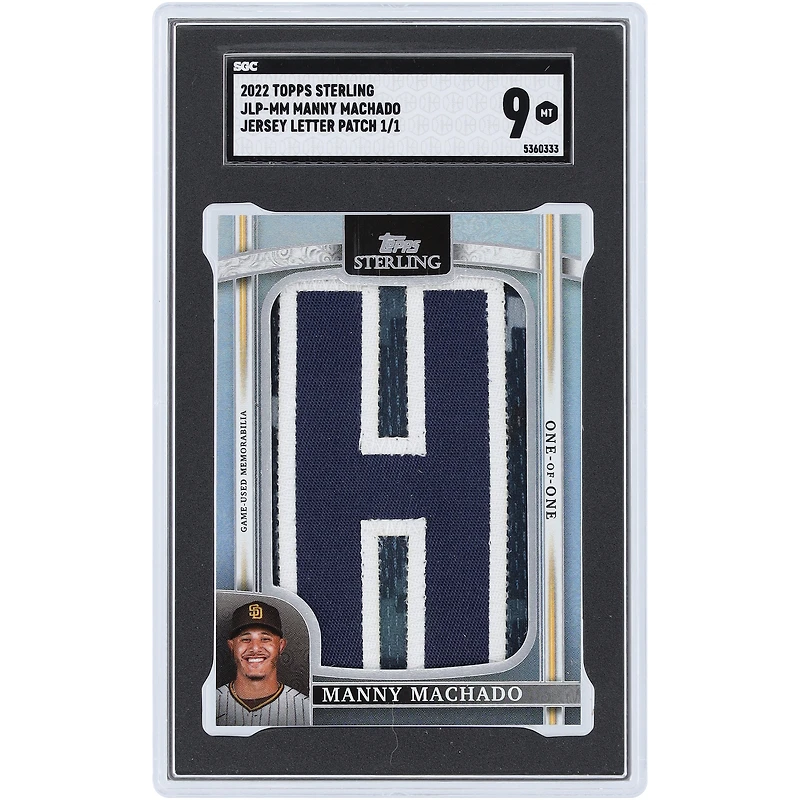 Manny Machado San Diego Padres 2022 Topps Sterling Jersey Letter "H" Patch Tri-Color Relic #JLP-MM #1/1 SGC Authenticated 9 Card