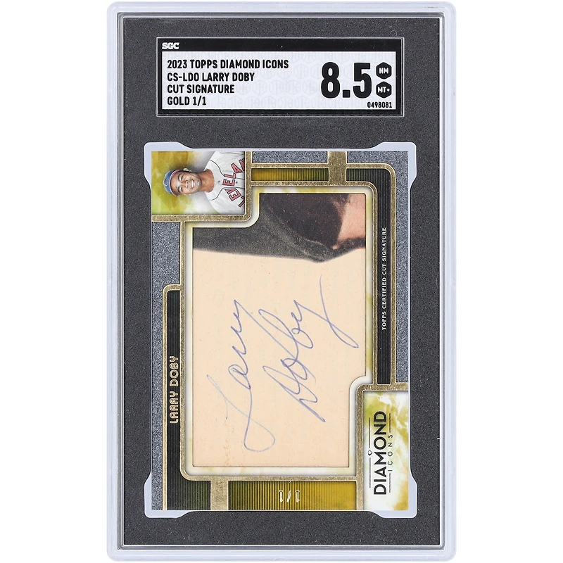 Larry Doby Cleveland Indians Autographed 2023 Topps Diamond Icons Cut Sigs Gold #CS-LDO #1/1 SGC Authenticated 8.5 Card