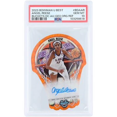 Angel Reese LSU Tigers Autographed 2023 Bowman U Best Buckets Orange Refractor #BDA-AR #13/25 PSA Authenticated 10 Card