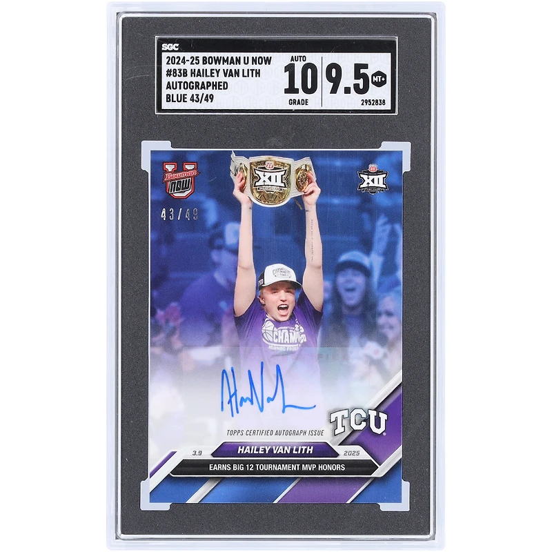 Hailey Van Lith TCU Horned Frogs Autographed 2024-25 Bowman U Now Blue #83B #43/49 SGC Authenticated 9.5/10 Card