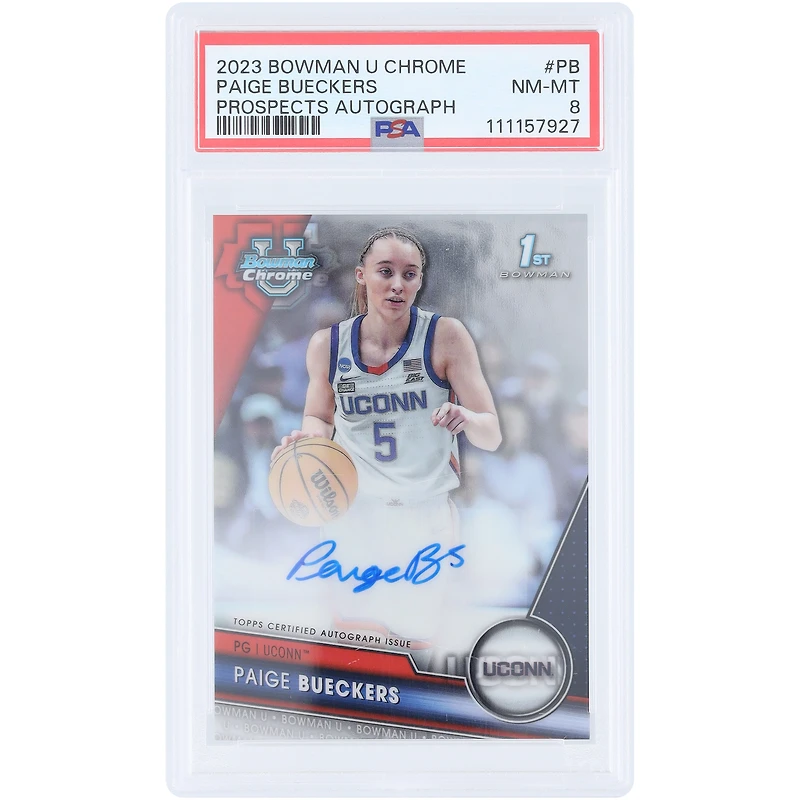 Paige Bueckers UConn Huskies Autographed 2023 Bowman Chrome U 1st Bowman #BCPA-PB PSA Authenticated 8 Card