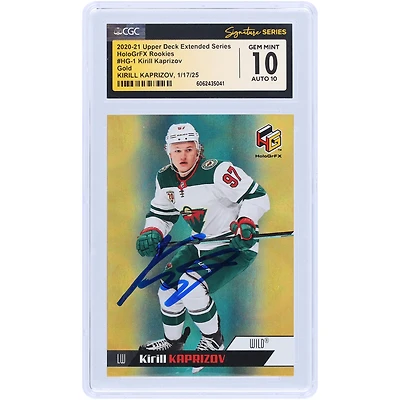 Kirill Kaprizov Minnesota Wild Autographed 2020-21 Upper Deck Extended Series HoloGrFX Rookies Gold #HG-1 CGC Fanatics Witnessed Authenticated 10/10 Rookie Card