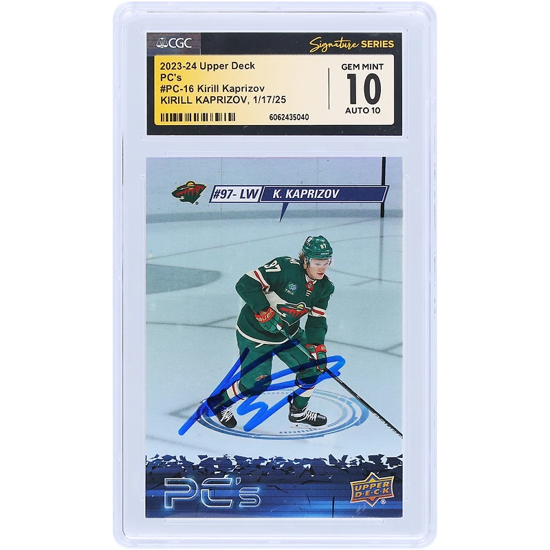 Kirill Kaprizov Minnesota Wild Autographed 2023-24 Upper Deck Series 2 PC's #PC-16 CGC Fanatics Witnessed Authenticated 10/10 Card