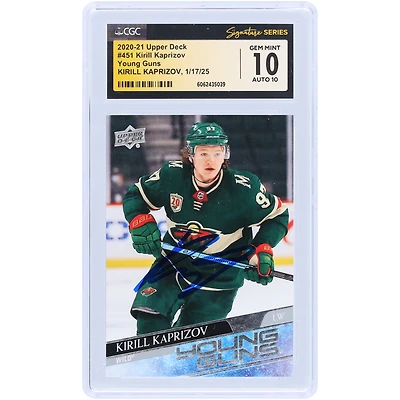 Kirill Kaprizov Minnesota Wild Autographed 2020-21 Upper Deck Series 2 Young Guns #451 CGC Fanatics Witnessed Authenticated 10/10 Rookie Card