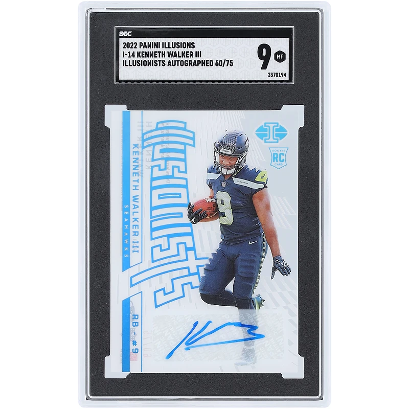 Kenneth Walker III Seattle Seahawks Autographed 2022 Panini Illusions Illusionists #I-14 #60/75 SGC Authenticated 9 Rookie Card