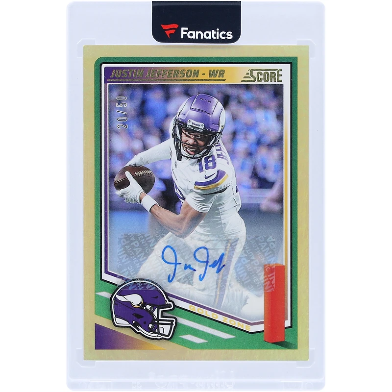 Justin Jefferson Minnesota Vikings Autographed 2025 Panini Score Gold #230 #20/50 Card