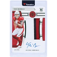 Trey McBride Arizona Cardinals Autographed 2022 Panini National Treasures Green Jersey Number Rookie Patch Tri-Color Relic #180 #64/85 Rookie Card