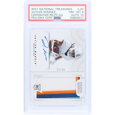 Jaylen Waddle Miami Dolphins Autographed 2021 Panini National Treasures Quad-Color RPA #CRS-JW #21/99 PSA Authenticated 8/10 Rookie Card