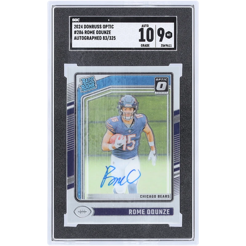 Rome Odunze Chicago Bears Autographed 2024 Panini Donruss Optic #286 #83/325 SGC Authenticated 9/10 Rookie Card