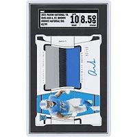 Amon-Ra St. Brown Detroit Lions Autographed 2021 Panini National Treasures Rookie Materials Sigs Tri-Color Relic #RMS-ASB #83/99 SGC Authenticated 8.5/10 Rookie Card