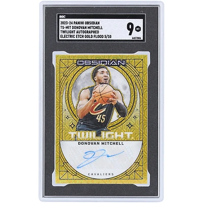 Donovan Mitchell Cleveland Cavaliers Autographed 2023-24 Panini Obsidian Electric Etch Gold Flood Twilight #TS-MIT #5/10 SGC Authenticated 9 Card