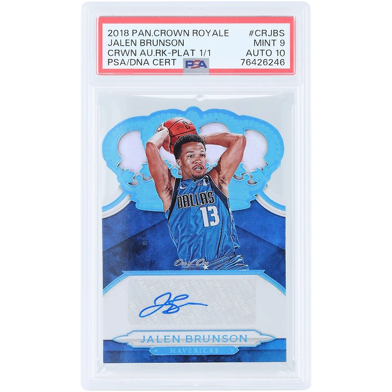 Jalen Brunson Dallas Mavericks Autographed 2018-19 Panini Crown Royale Platinum #CR-JBS #1/1 PSA Authenticated 9/10 Rookie Card