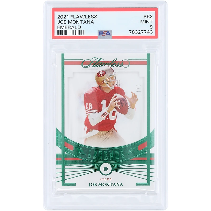 Joe Montana San Francisco 49ers 2021 Panini Flawless Emerald #82 #1/5 PSA Authenticated 9 Card