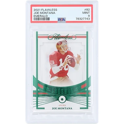 Joe Montana San Francisco 49ers 2021 Panini Flawless Emerald #82 #1/5 PSA Authenticated 9 Card