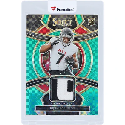 Bijan Robinson Atlanta Falcons 2023 Panini Select Green Prizm Rookie Swatches Dual-Color Relic #RSW-BRO #2/5 Rookie Card