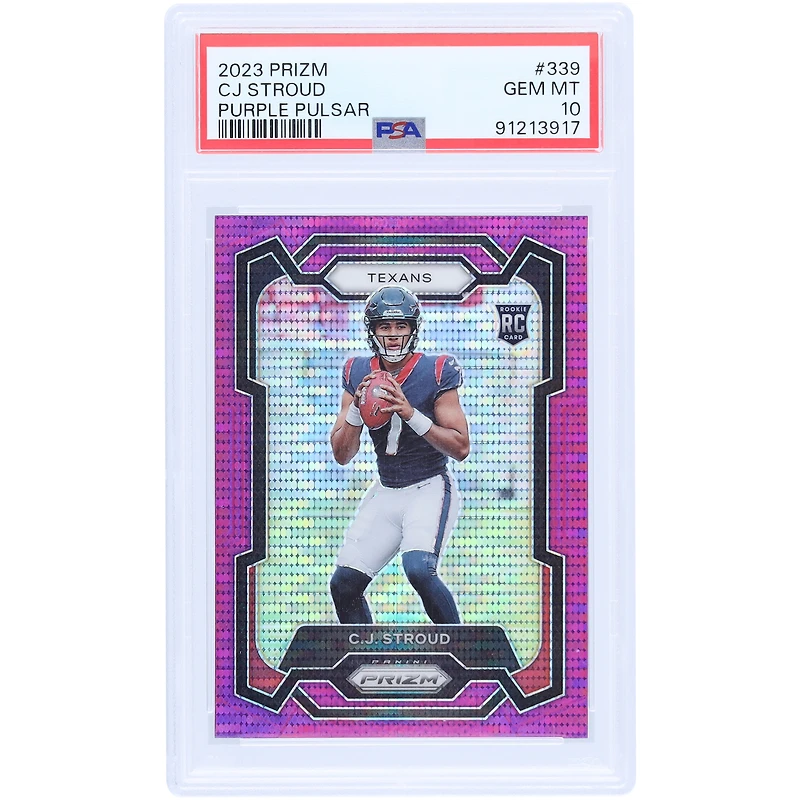 C.J. Stroud Houston Texans 2023 Panini Prizm Purple Pulsar Prizm #339 PSA Authenticated 10 Rookie Card